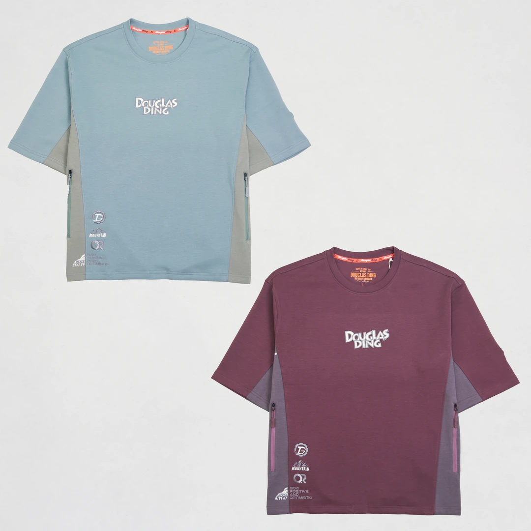 【道格拉斯】蓝紫色带口袋果冻空气层柔软舒适圆领宽松中袖DD351