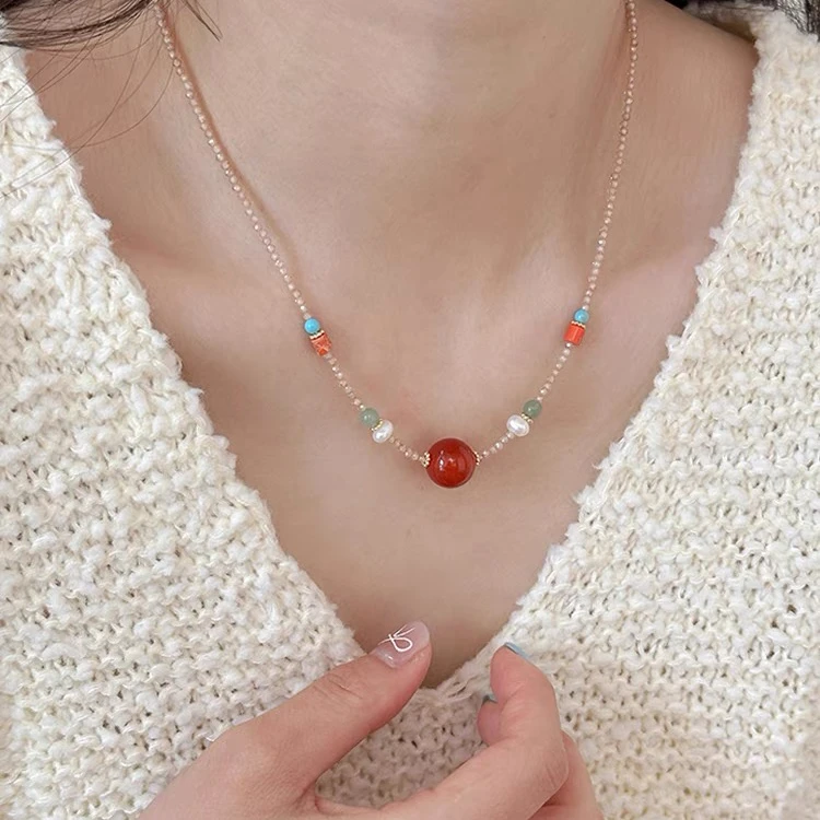 钛钢项链 轻奢百搭串珠项链女2025新款高级感锁骨链夏不褪色配饰