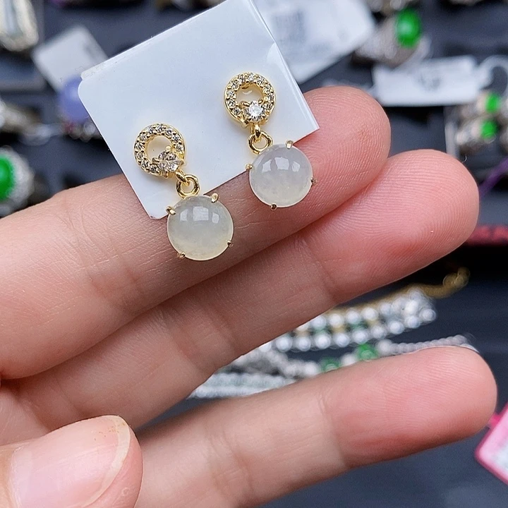 翡翠未镶嵌耳饰缅甸翡翠