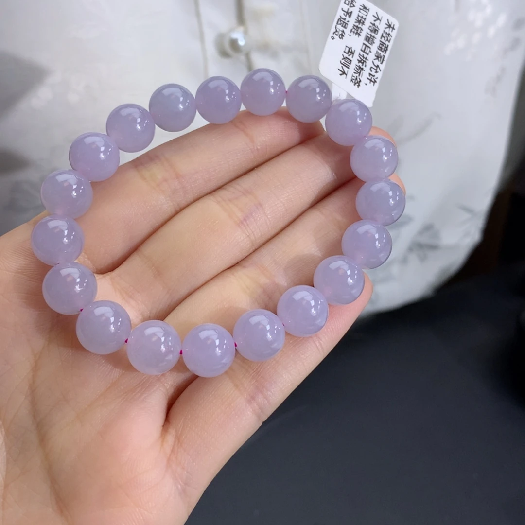 翡翠未镶嵌手串卡10冰润粉紫底