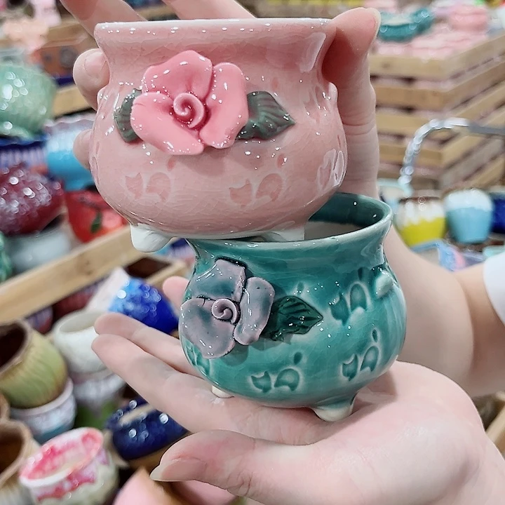 有孔.凑单10元陶瓷花盆发货！