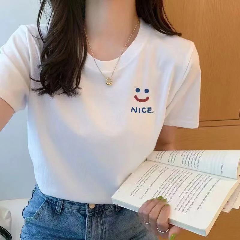 2025新款新疆棉清100%纯棉白色圆领短袖男女同款T恤舒适宽松百搭