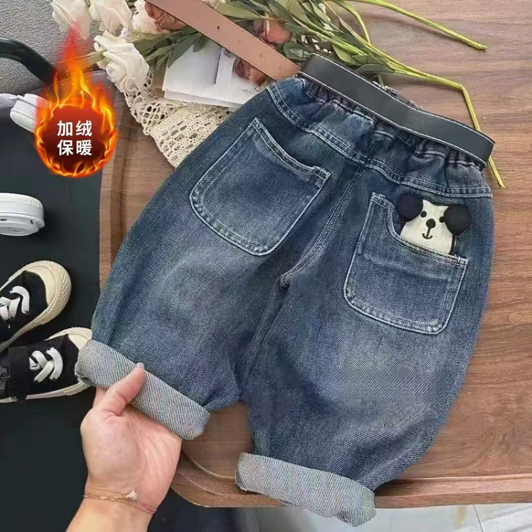 男童春秋男孩宝宝卡通牛仔裤2025新款软糯中小童长裤百搭学生时尚