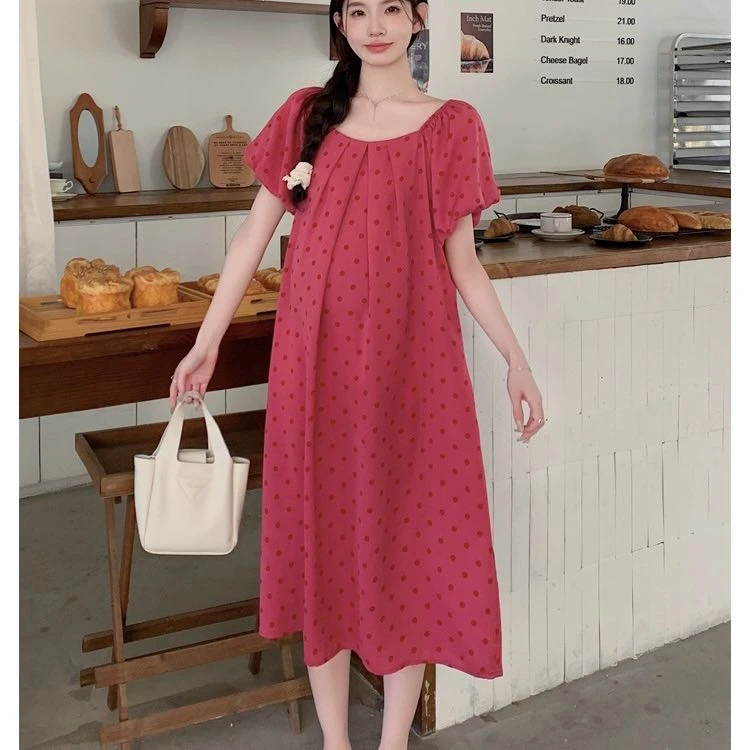 （清货款）孕妇新款夏款凉快显瘦波点长款韩版连衣裙6601