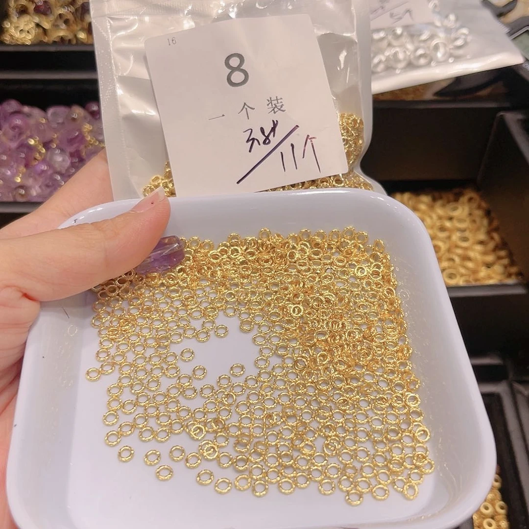 水晶珠宝半成品银S925镀金镶嵌8