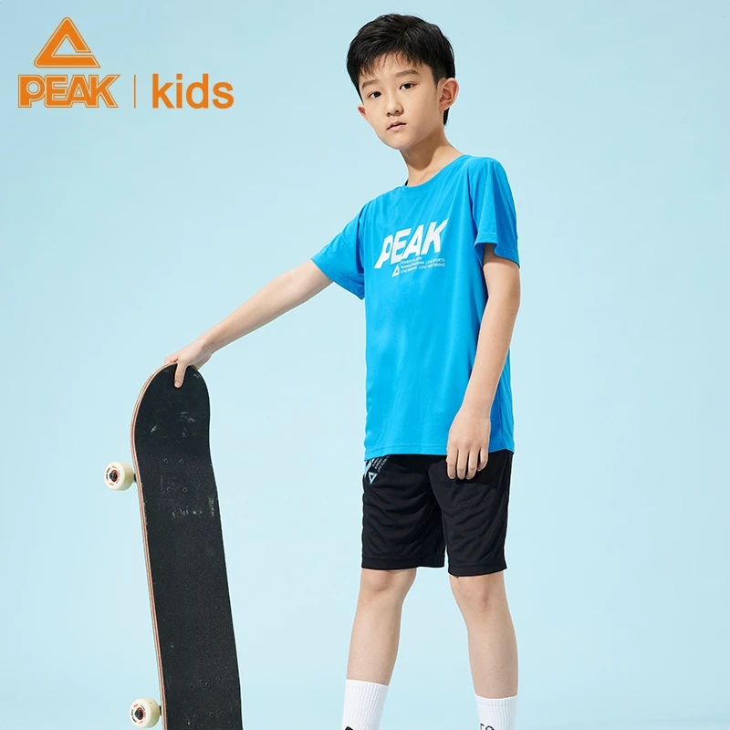 Peak/匹克儿童经典百搭宽松透气时尚短袖短裤套装DFK13231