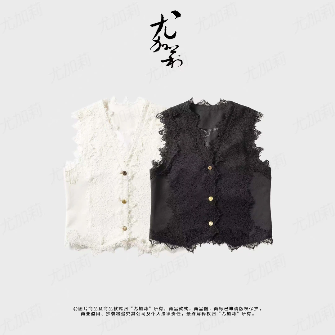 加莉精选【蕾丝马甲】女人味西服马甲 分码