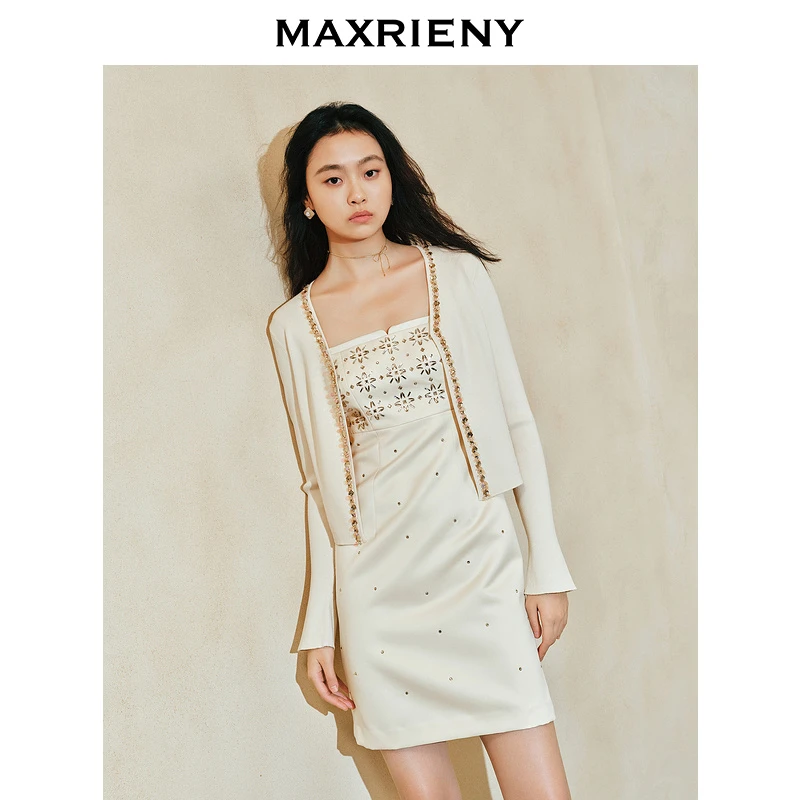 【商场同款新品-都市华丽日常】MAXRIENY宫廷复古风亮片开衫外套