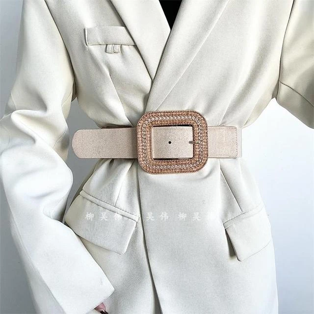 水钻腰带女百搭牛仔裤皮带配裙子大衣外套装饰腰封宽束腰