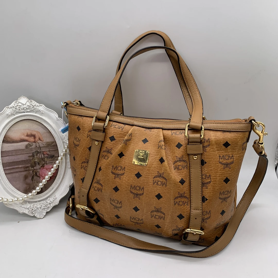 95新 MCM 干邑色小号派拉蒙包/ZH12508509/8509