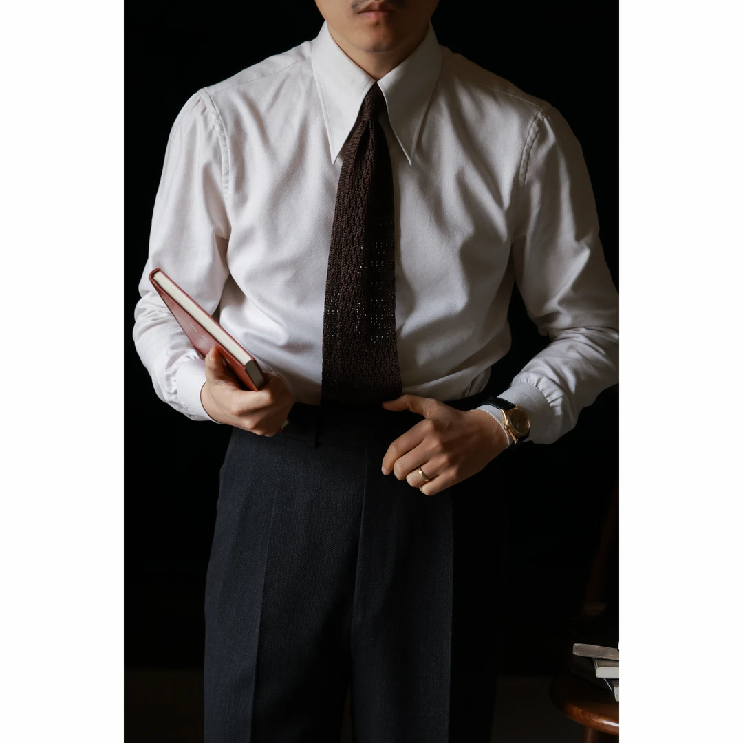 UGENTLE男装 云染工艺「棉籽素陶胚」意式复古 教父领 长袖衬衫男