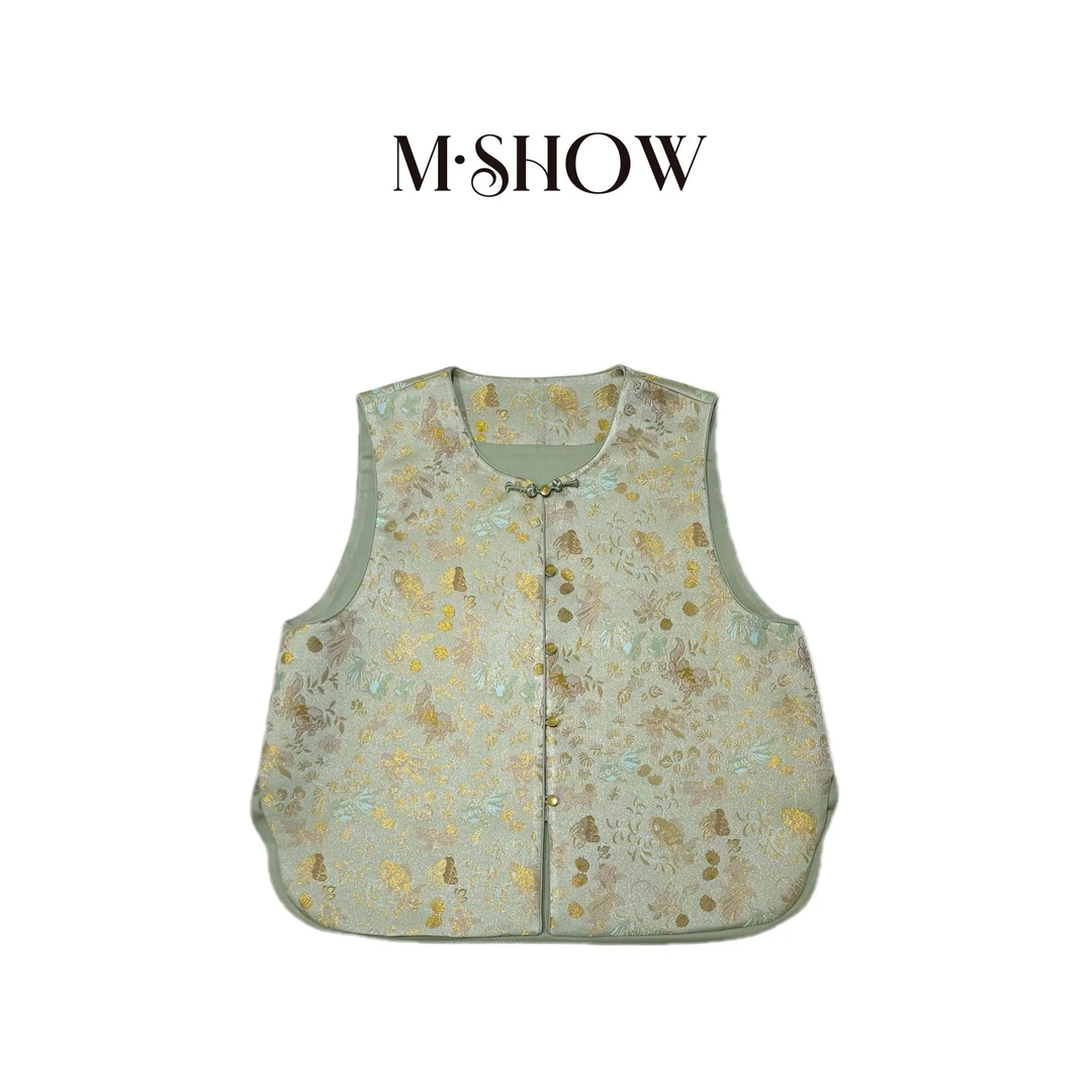 【金鱼海藻】宋锦桑蚕丝百搭时尚提花真丝马甲503M