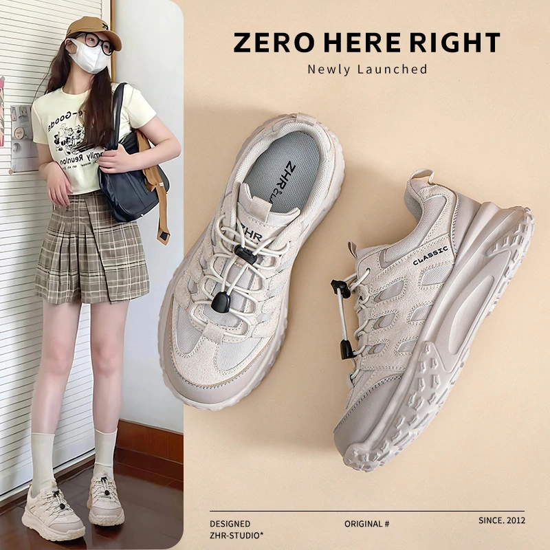 ZHR/则则老爹鞋女秋季小个子增高轻便软底休闲运动鞋户外徒步女鞋
