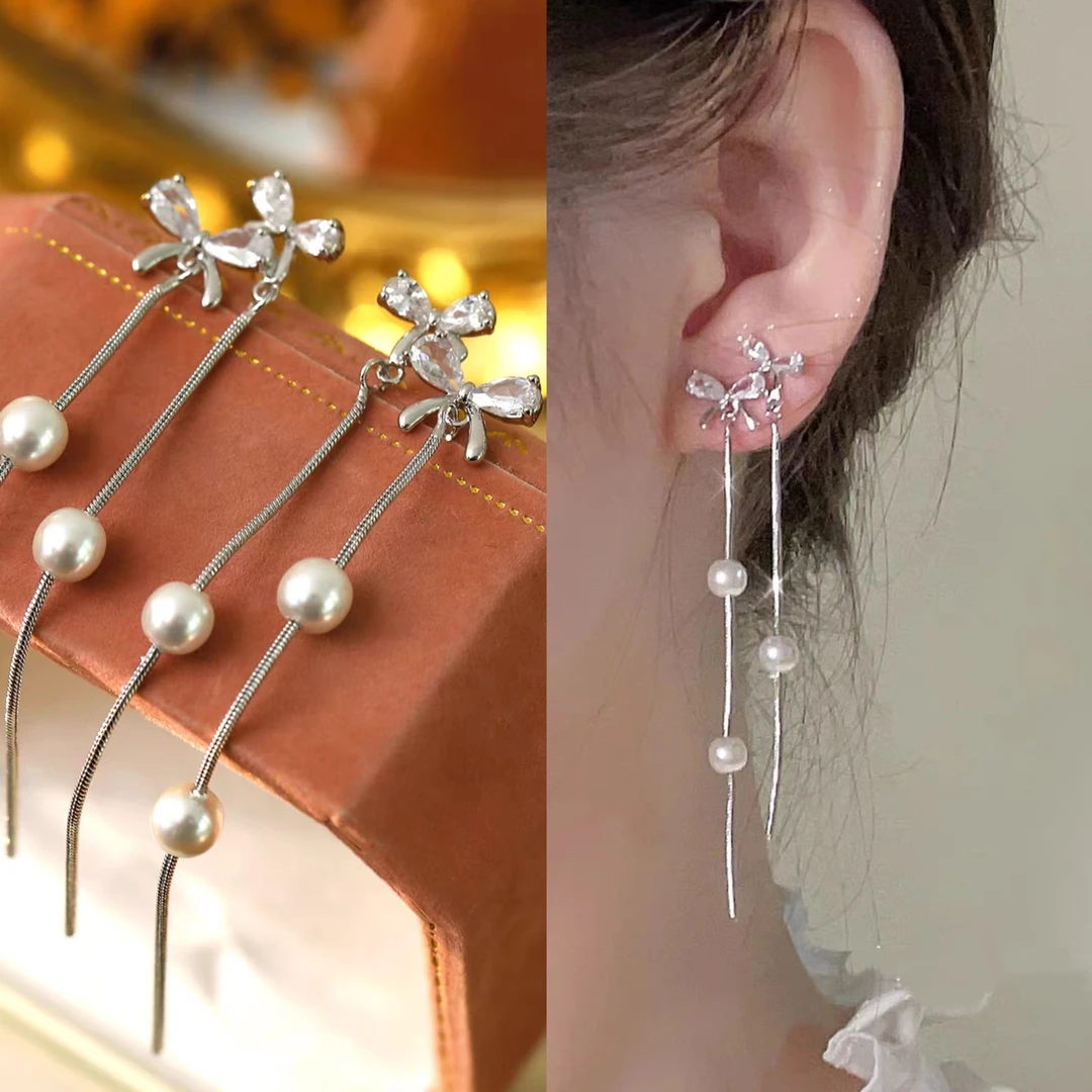 无耳洞「云络结」蝴蝶结长款流苏耳针温柔超仙设计无痛蚊香盘耳夹