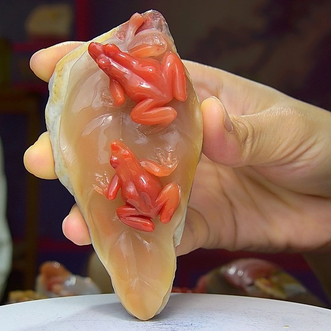 寿山石摆件，呱呱生财