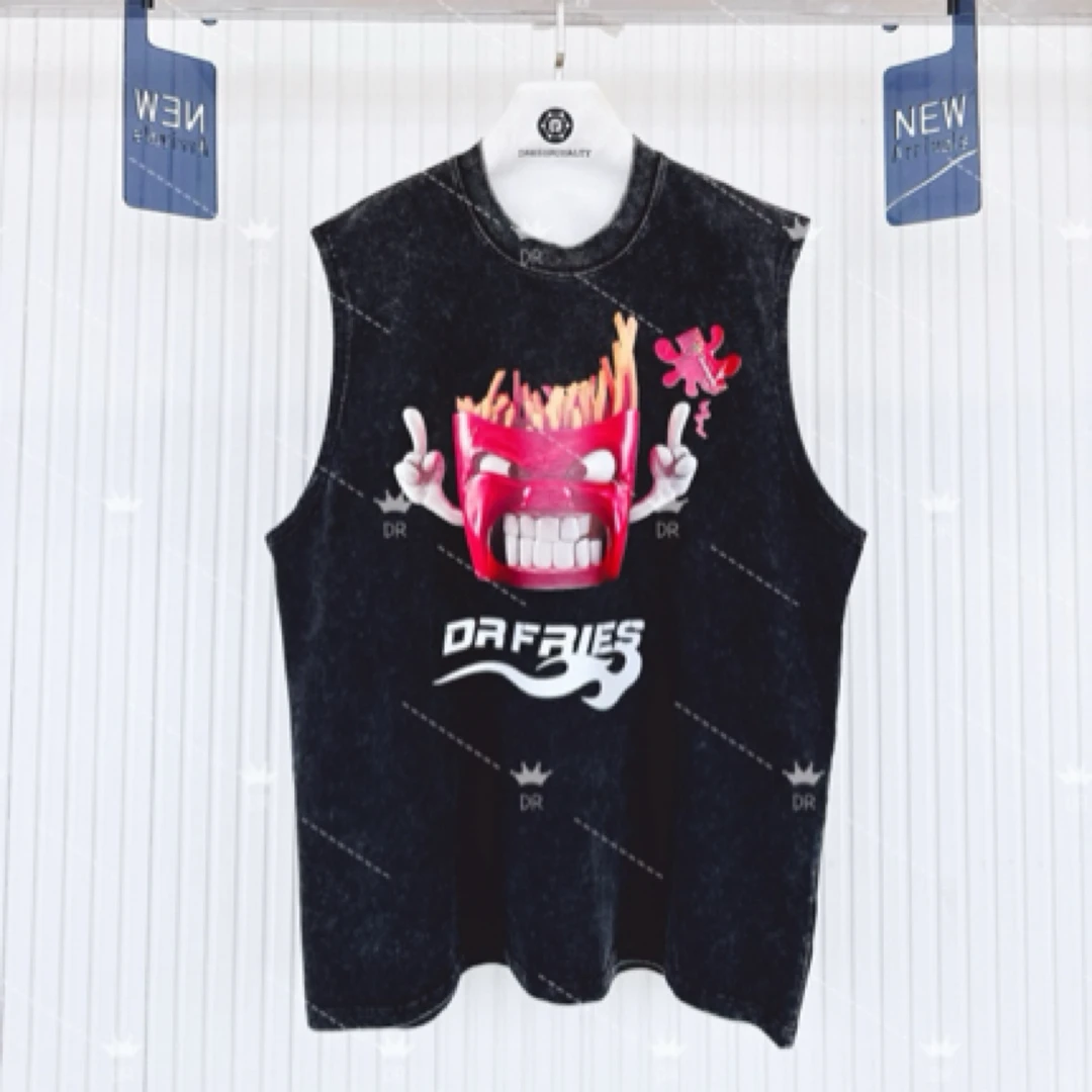 DRESS ROYALTY薯条重洗水背心宽松纯棉小众设计感夏季背心-D0039