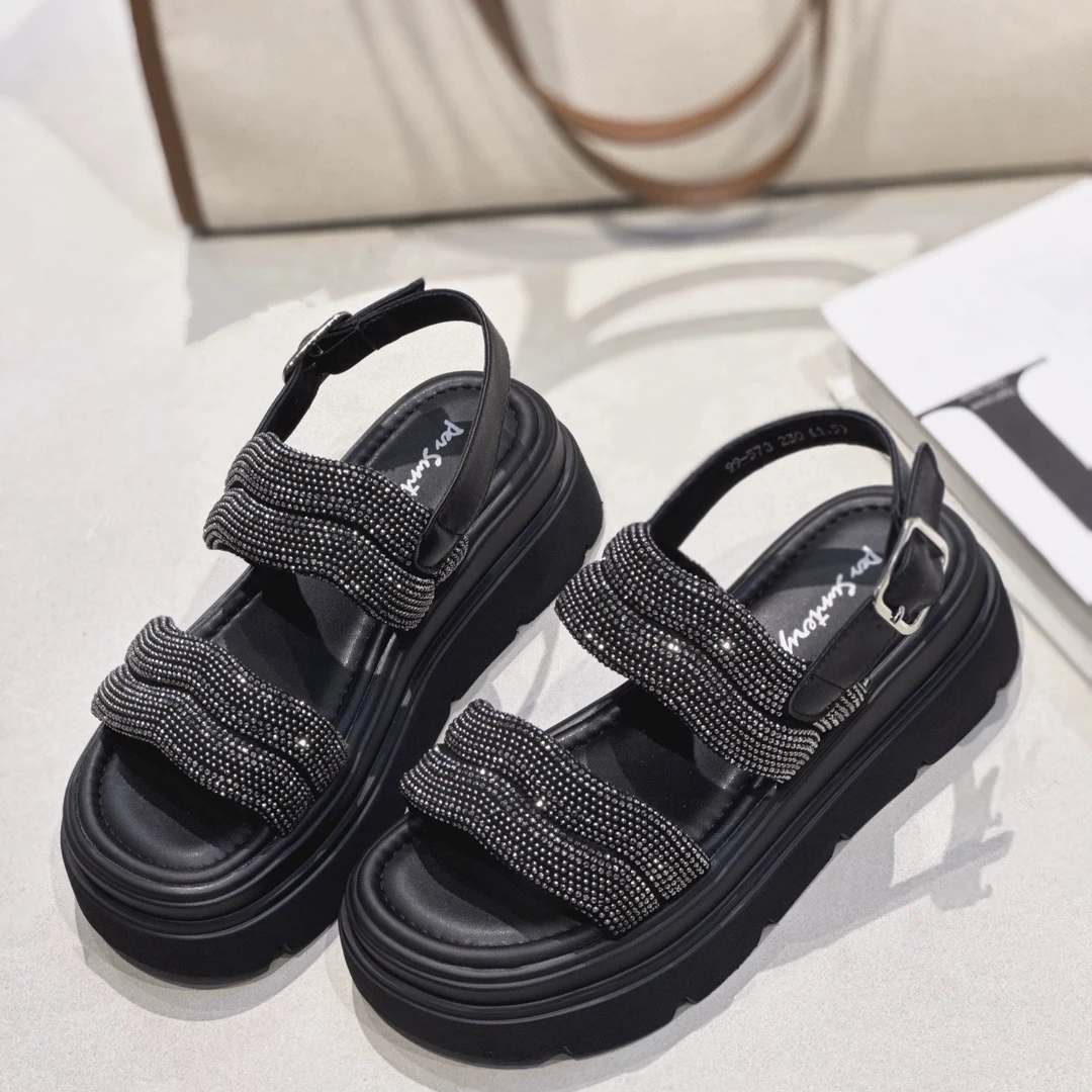 88818达思图一字带露脚趾拖鞋凉鞋女夏季厚底百搭软底凉鞋拖鞋