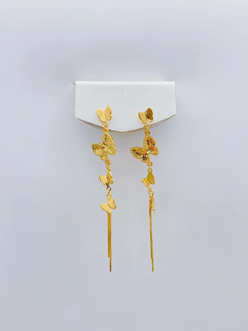 老庙黄金2 足金 精工5G工艺 时尚龙鳞群蝶 7字钩 4.71克