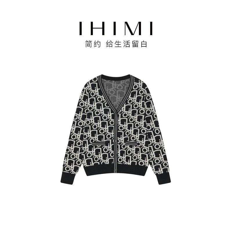 IHIMI/海谧字母提花针织开衫4218