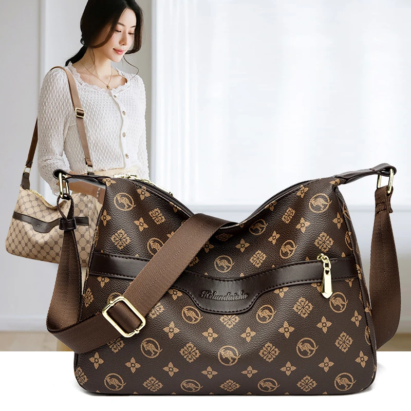 韩版时尚百搭斜挎包中年妈妈包女包大容量包包印花单肩包6077