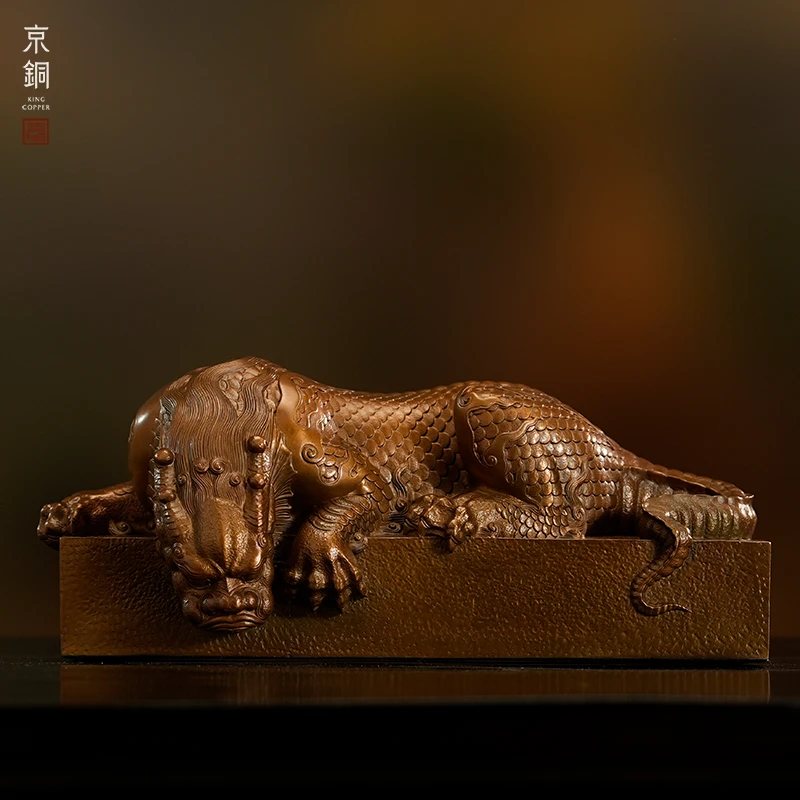 京铜紫铜镇水兽蚣蝮家居玄关客厅桌面艺术摆件工艺品纯铜手工制作