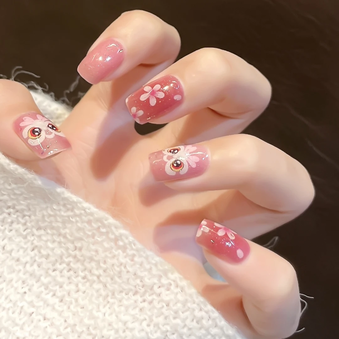 【ES1280樱花醒狮】半固化凝胶uv半烤美甲贴甲贴照灯变硬穿戴甲凝