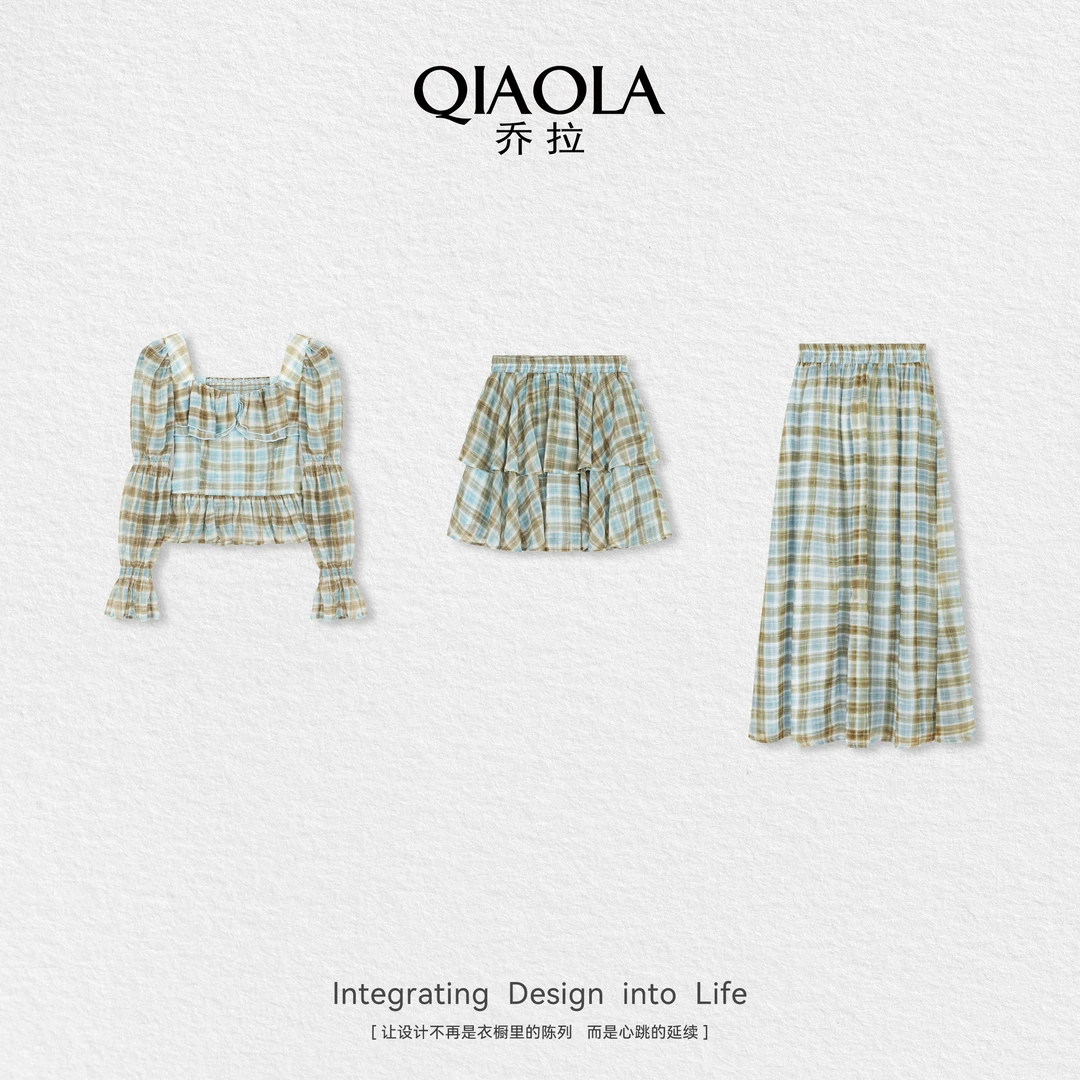 QIAOLA/乔拉【海岸曲调】夏新款雪纺印花宽松温柔气质百搭套装预售