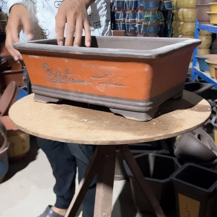 36红刻绘马槽花盆