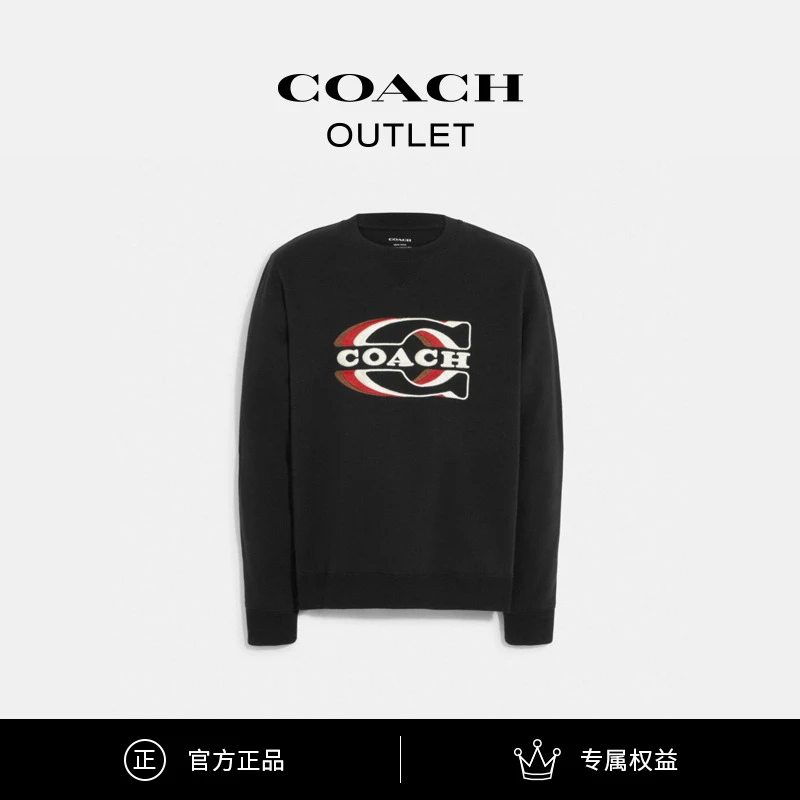 COACH/蔻驰奥莱 轻奢时尚潮流百搭简约GRADIENT经典标志圆领卫衣