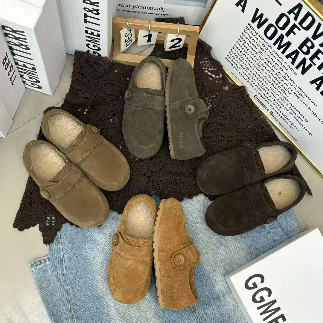 108177新款秋冬季通用纯色一脚蹬复古休闲百搭小皮鞋