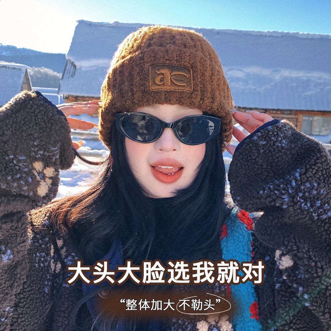 护额头护耳针织帽大头围显脸小2024年冬季