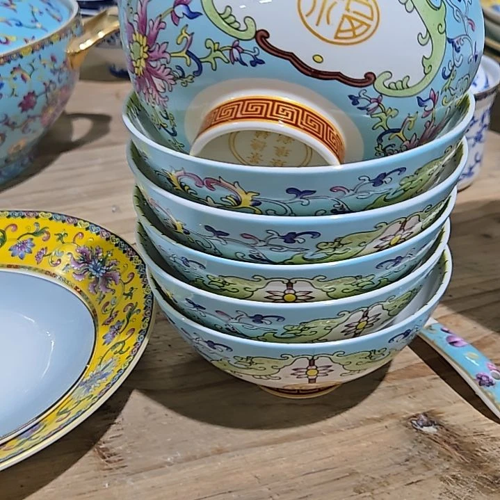 瓷片瑕疵5寸10个珐琅彩米饭碗666666