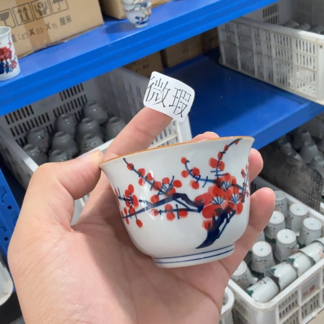 釉下手绘茶具微瑕