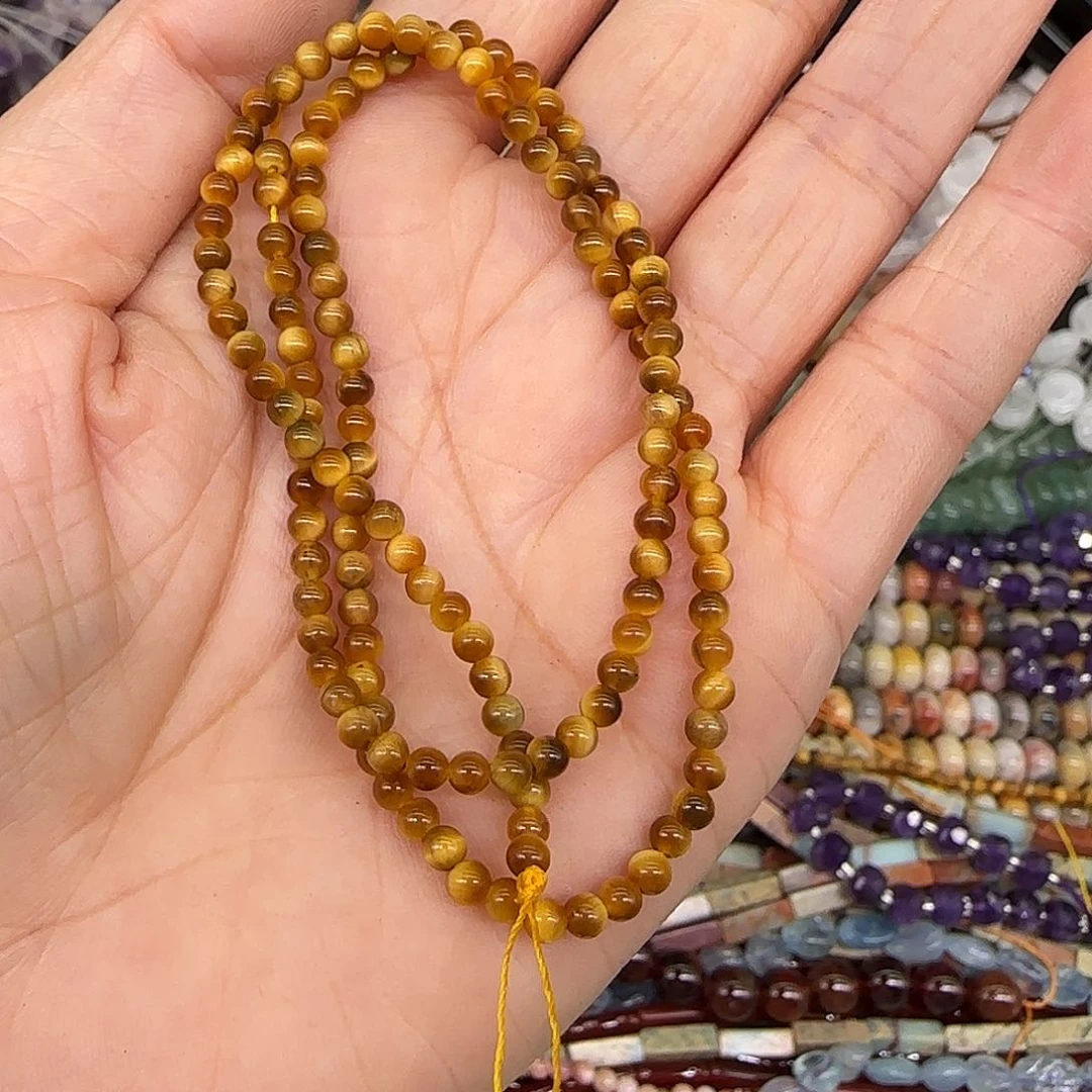 玛瑙/玉髓合金珠宝半成品金虎3mm一条