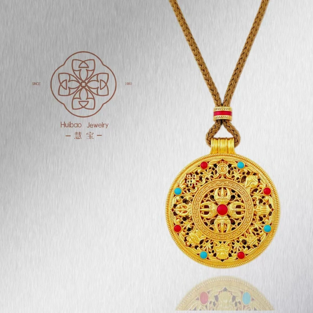 十字金刚杵八宝罗盘吊坠项链-31