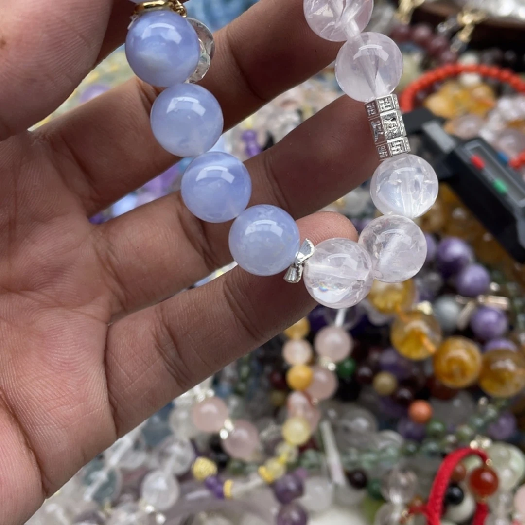 银S925镶嵌手链烟晶