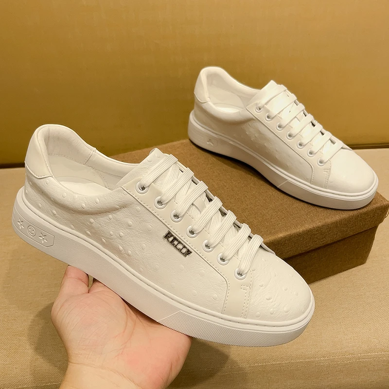 男士运动时尚百搭真皮小白鞋韩版潮流透气软底轻奢高端休闲款板鞋