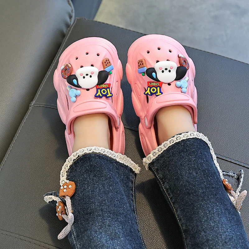 儿童洞洞鞋男女童防滑厚底卡通可爱居家外穿夏季亲子包头凉拖鞋