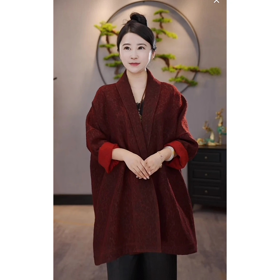 【千奈莉 】柞蚕丝疙瘩绉时尚百搭袈裟外套YJ050