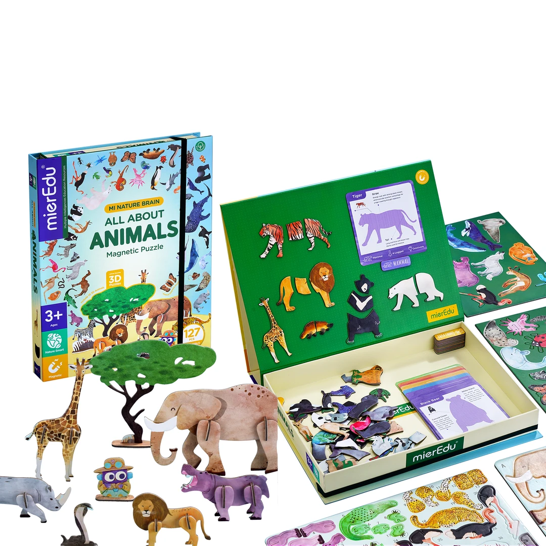 澳米优动物磁力拼图百科益智趣味磁力拼图微瑕没运费险介意勿拍