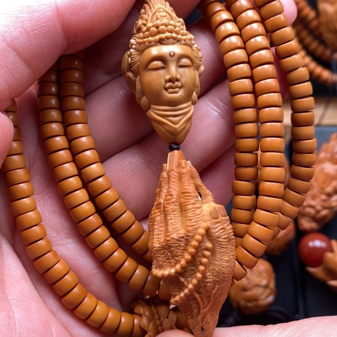 橄榄核手串越**好观音脖挂