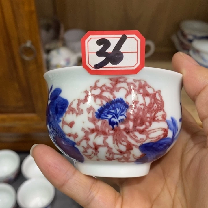 杯张学鸿老师青花釉里红微瑕