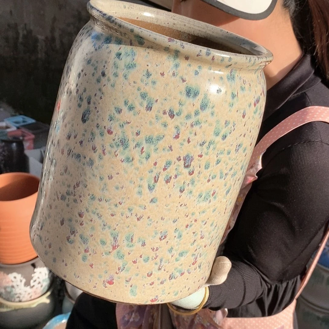 紫砂花盆瑕疵口17高26