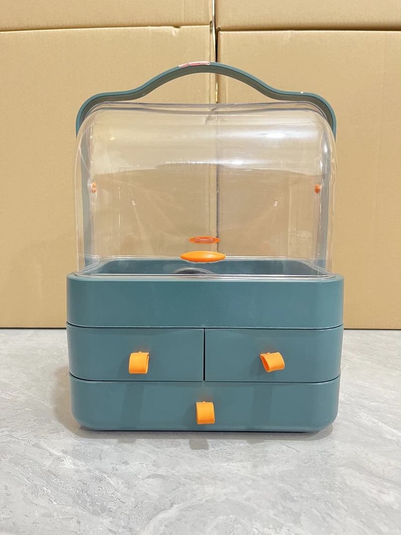 网红桌面化妆品收纳盒防尘抽屉式带盖家用梳妆台护肤品收纳