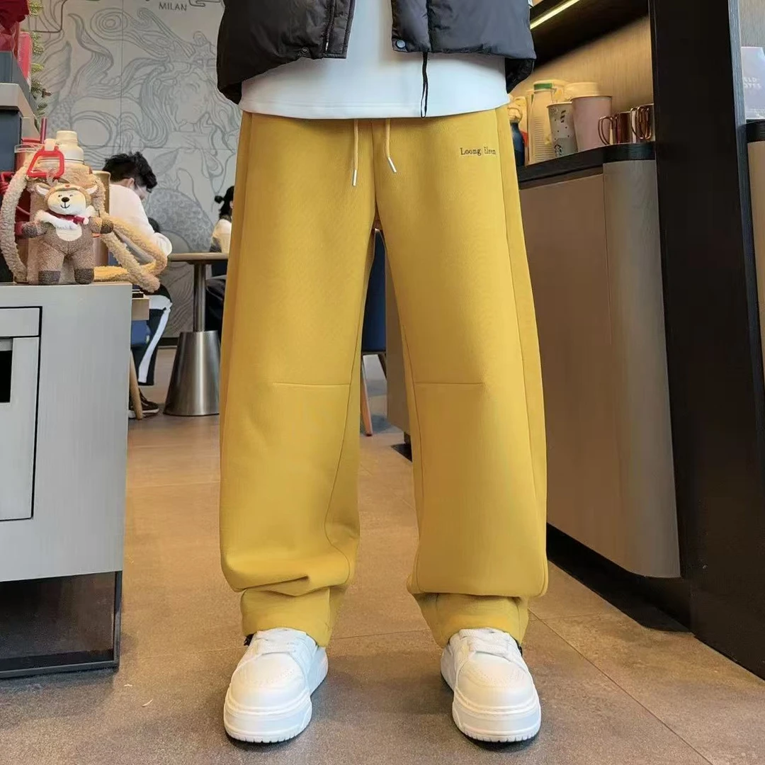 xy-1811加绒冬季宽松版脚口抽绳时尚百搭男女同款保暖直筒休闲裤