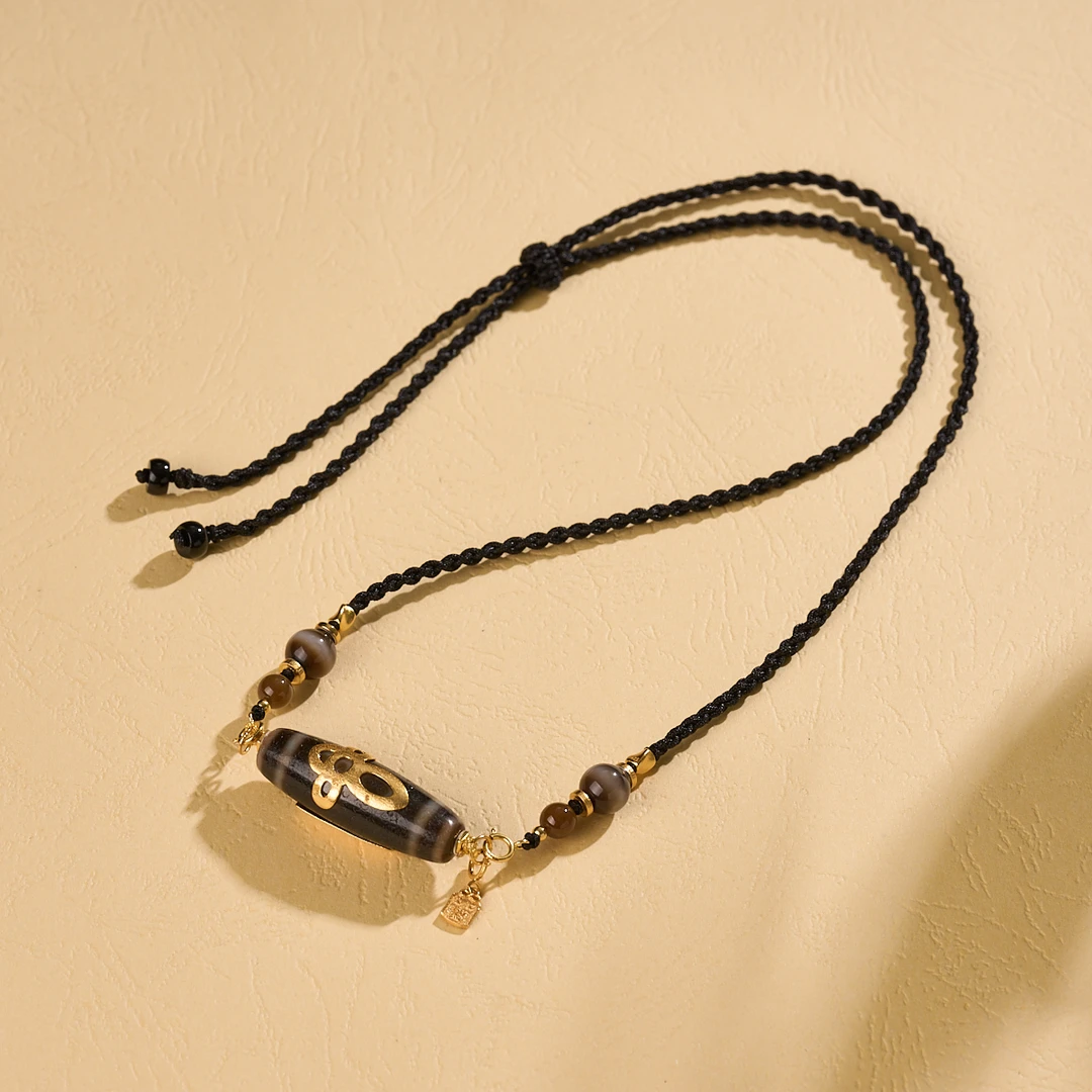 云丹拉姆丨银镶太太F杵杵天珠锁骨链多样性发其一