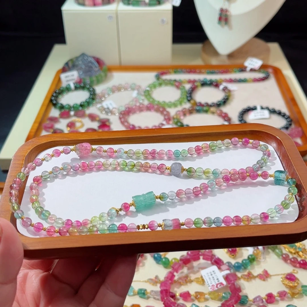 碧玺手串18K金镶嵌手串