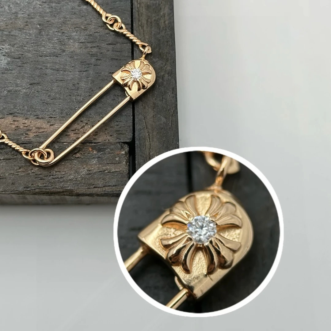 高端私人定制竹节款镶嵌回形针丝巾