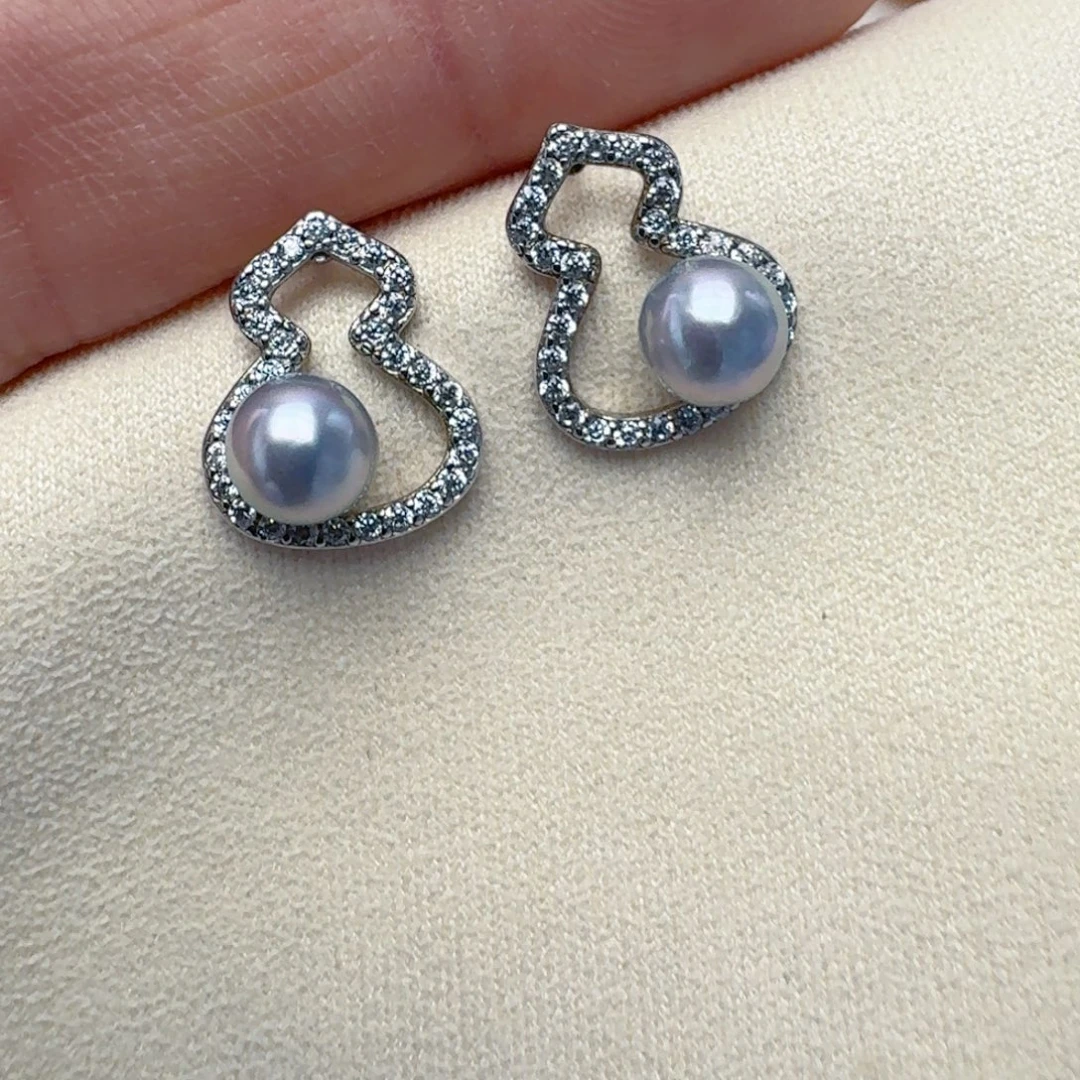 耳饰海水珍珠银S925镶嵌@@ye392