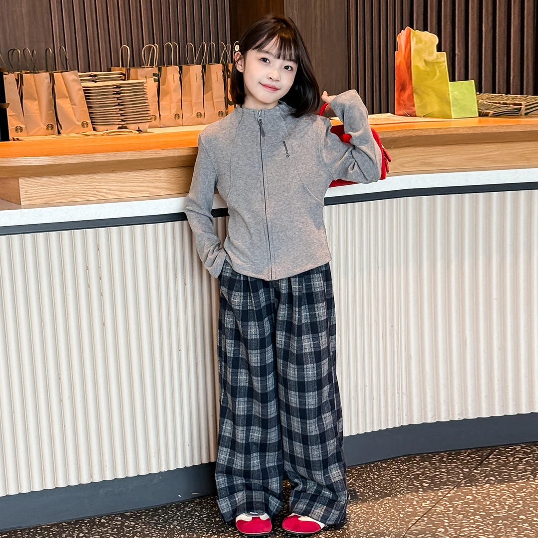 女童套装春秋2025新款儿童格子裤两件套洋气时髦中大童秋季潮网红